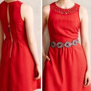 Anthropologie Maeve Red Lattice Dress